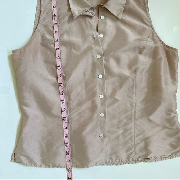 VTG 💯Silk Sleeveless Button Down Top sz L - Picture 6 of 7
